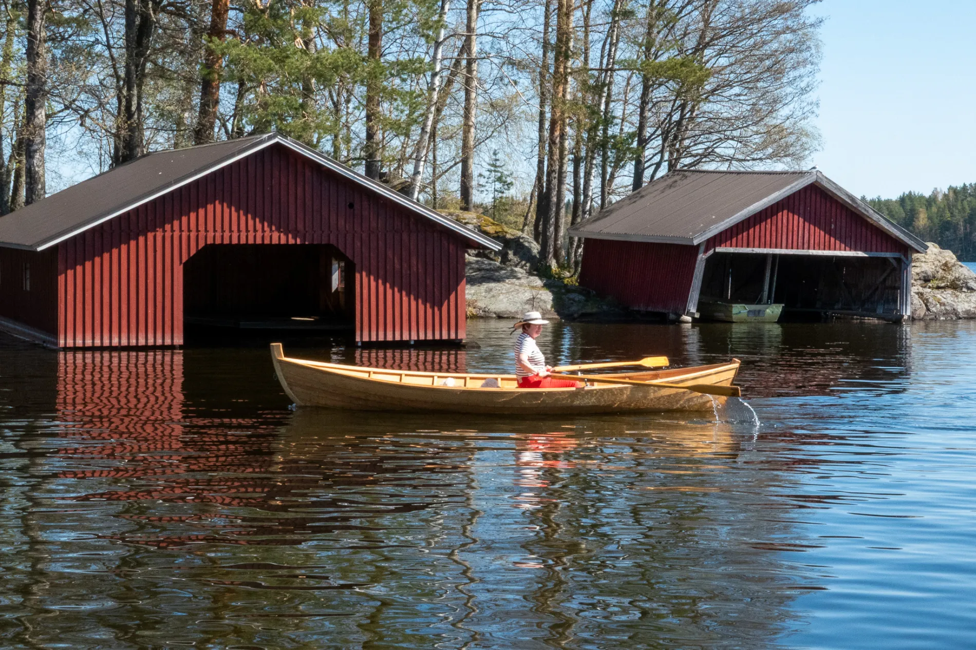 Rowing a boat