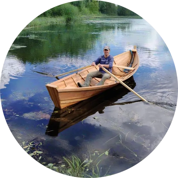 Rowing boat on river